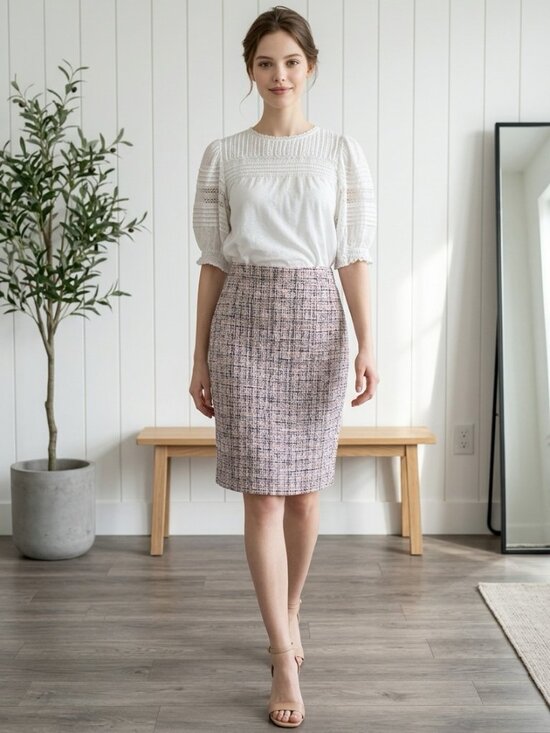Banana Republic Dresses & Skirts - Banana Republic Pink Tweed Pencil Skirt Size 4 Office Chic